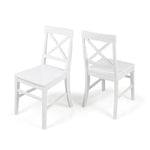 Chaise de salle à manger Roshan en bois d'acacia blanc par eprolo, lot de 2, design élégant et robuste pour la cuisine.