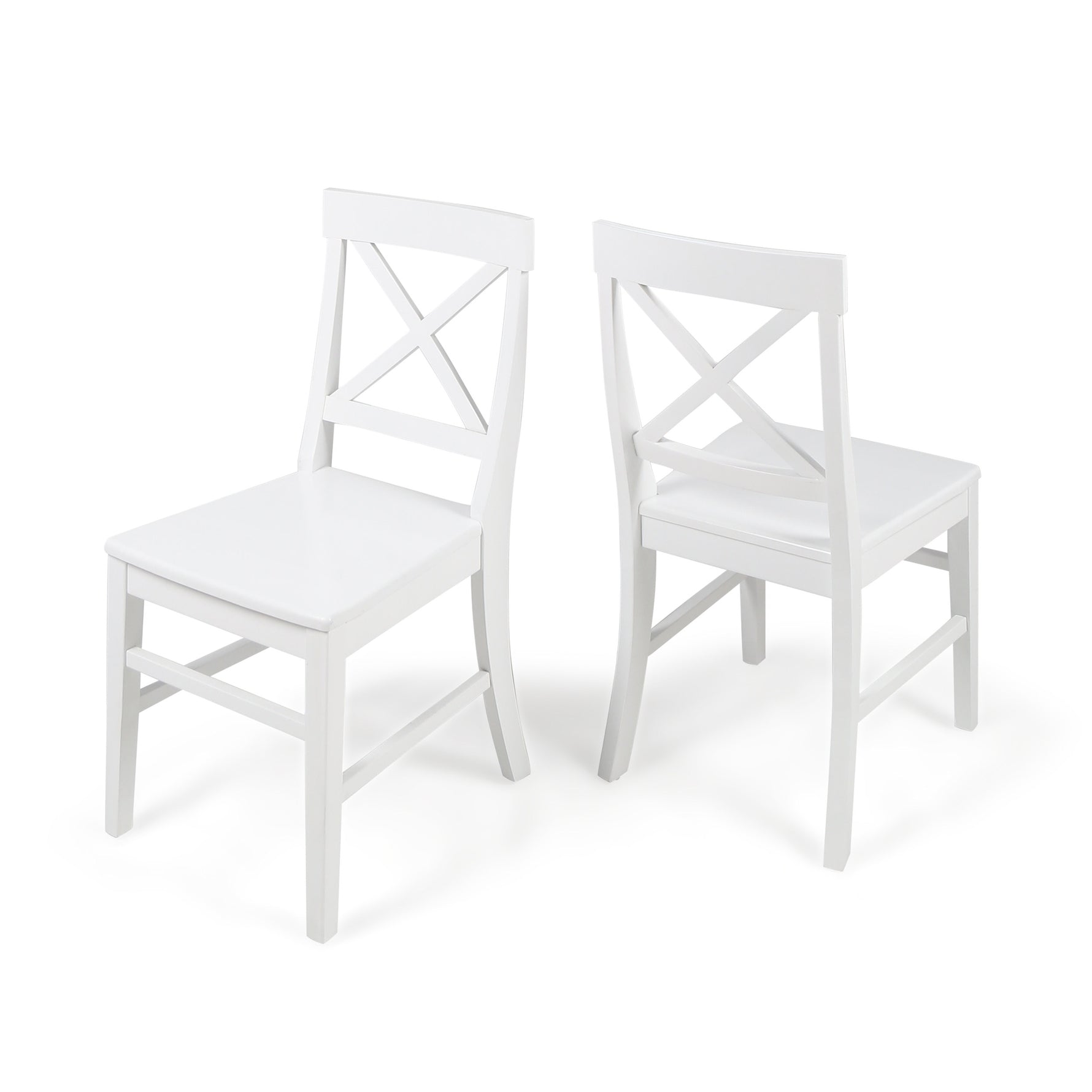 Chaise de salle à manger Roshan en bois d'acacia blanc par eprolo, lot de 2, design élégant et robuste pour la cuisine.