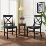 Chaise de salle à manger en acacia noire Roshan, lot de 2, style ferme, avec dossier, par eprolo, design élégant et robuste.