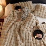 Couverture en peluche double face en fausse fourrure douce et chaude, couleur unie, pour canapé ou lit, de marque eprolo.