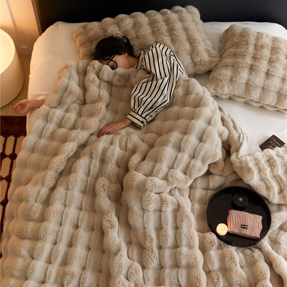 Couverture en peluche double face en fausse fourrure douce et chaude, couleur unie, pour canapé ou lit, de marque eprolo.