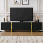 Meuble TV luxueux en bois noir pour téléviseurs jusqu'à 80 pouces, avec rangements et tiroirs modernes, marque eprolo.