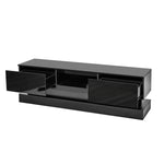 Meuble TV moderne noir de 51,18 pouces avec éclairage LED, finition haute brillance, de la marque eprolo.