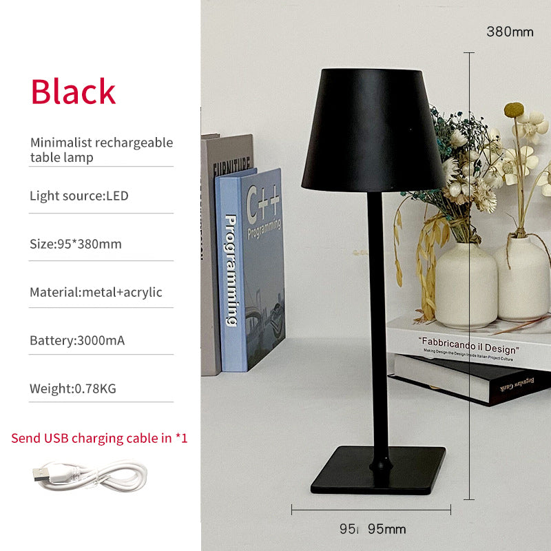 Lampe de table LED eprolo pour hôtel, design créatif, protection des yeux, chargement USB, structure en métal avec pied haut.