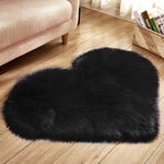 Tapis en laine artificielle cœur d'amour, moelleux et fluffy, pour salon ou chambre, couleur unie, marque eprolo.