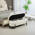 Ottoman de rangement eprolo COOLMOR beige avec coussin doux, charnière de sécurité, chaise coffre compacte et pratique.