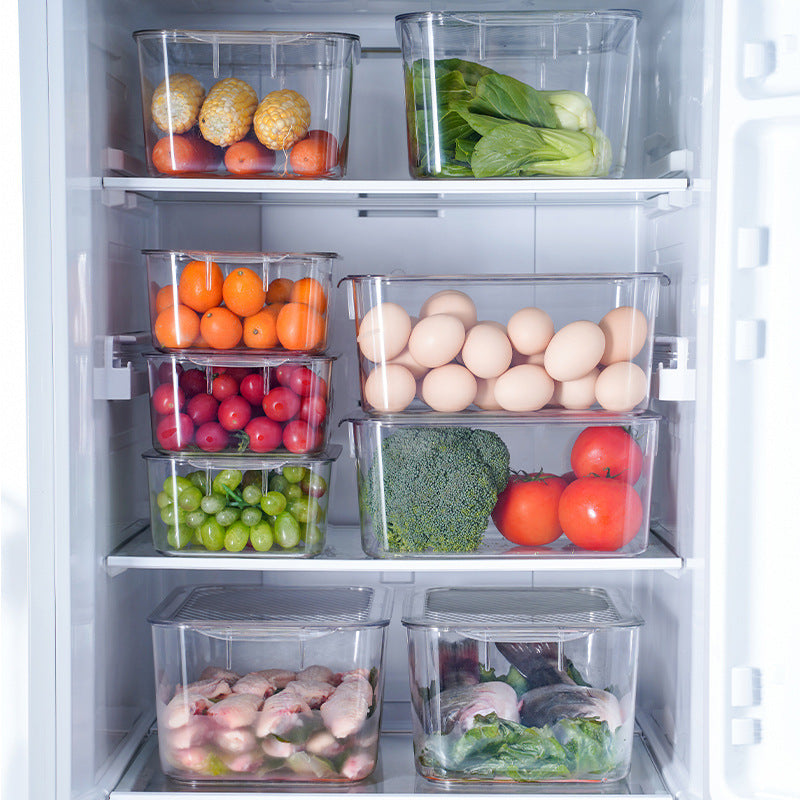 Boîte de rangement pour nourriture eprolo avec couvercle, idéale pour fruits, légumes, œufs et conserves dans le réfrigérateur.
