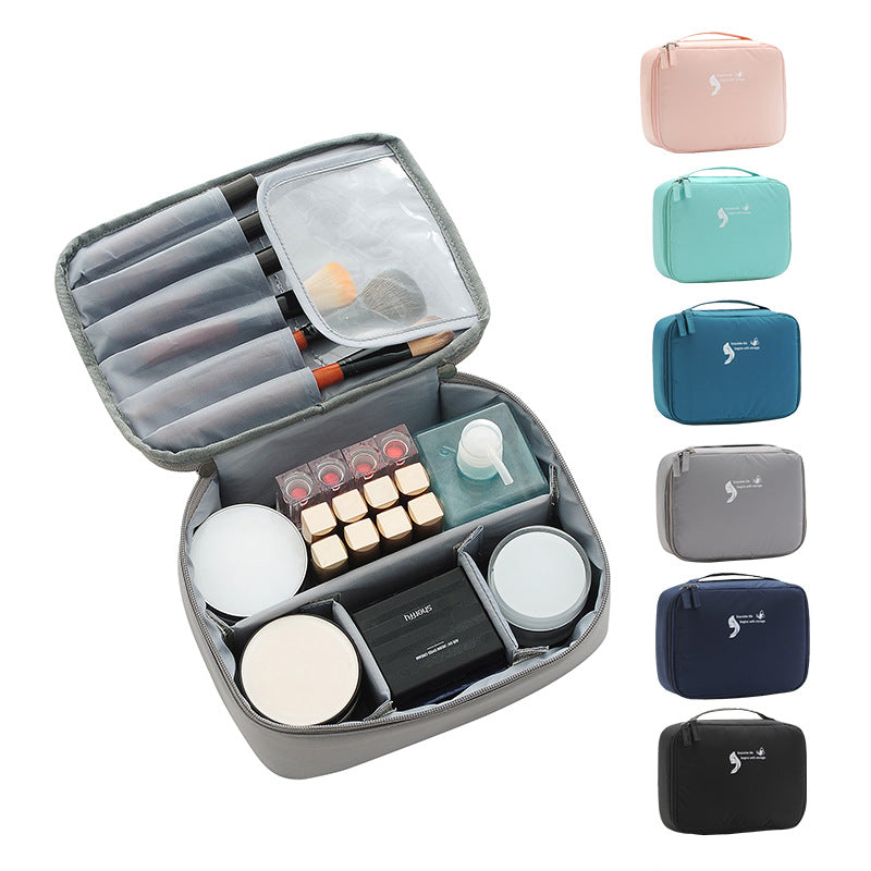 Trousse de toilette carrée eprolo, sac de rangement portable pour cosmétiques et produits de beauté en tissu.