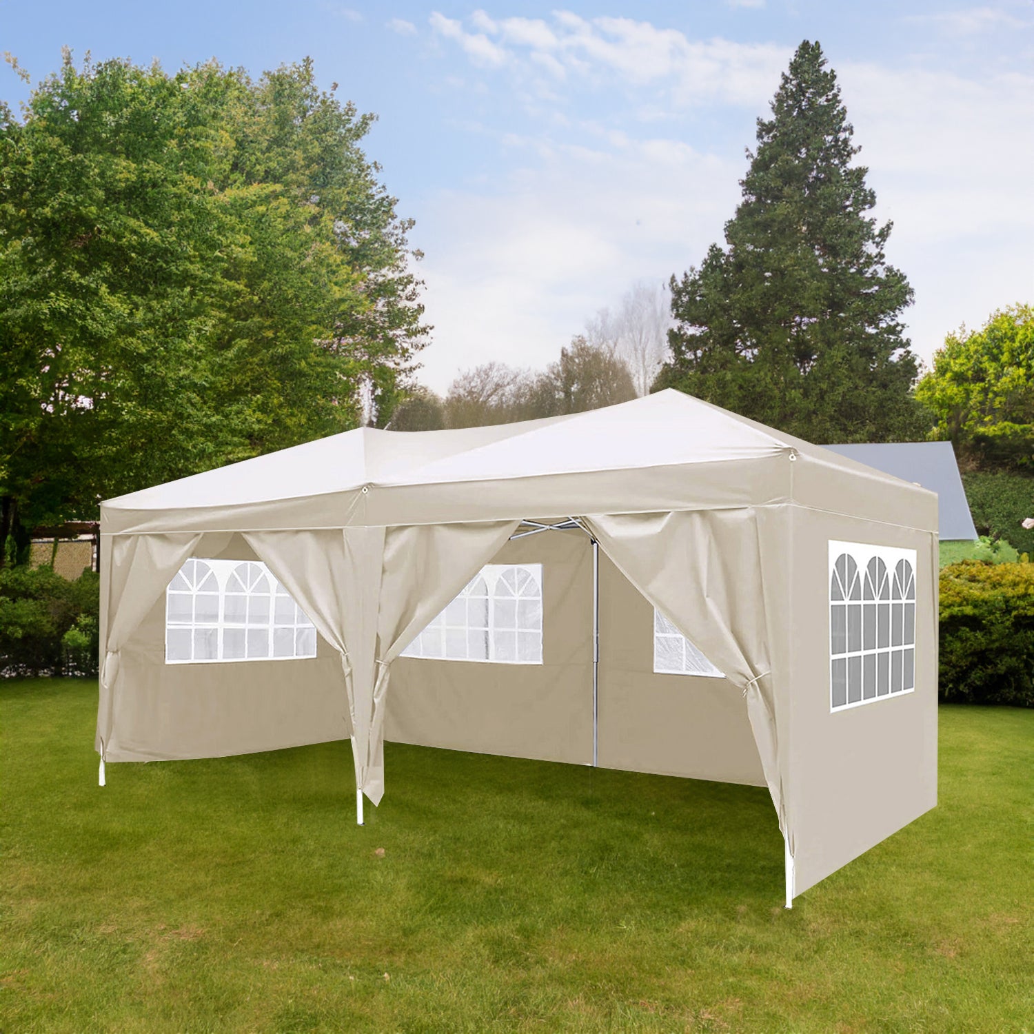 Voile pliante 10x20 pieds avec 6 murs détachables, tente portable pour activités extérieures, pare-soleil UPF 50+ eprolo