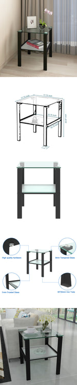 Table d'appoint en verre à deux couches, petite table ronde noire pour salon ou chambre, par eprolo