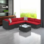 Ensemble de meubles de terrasse eprolo avec table, chaises et coussins pour mobilier extérieur élégant et confortable.