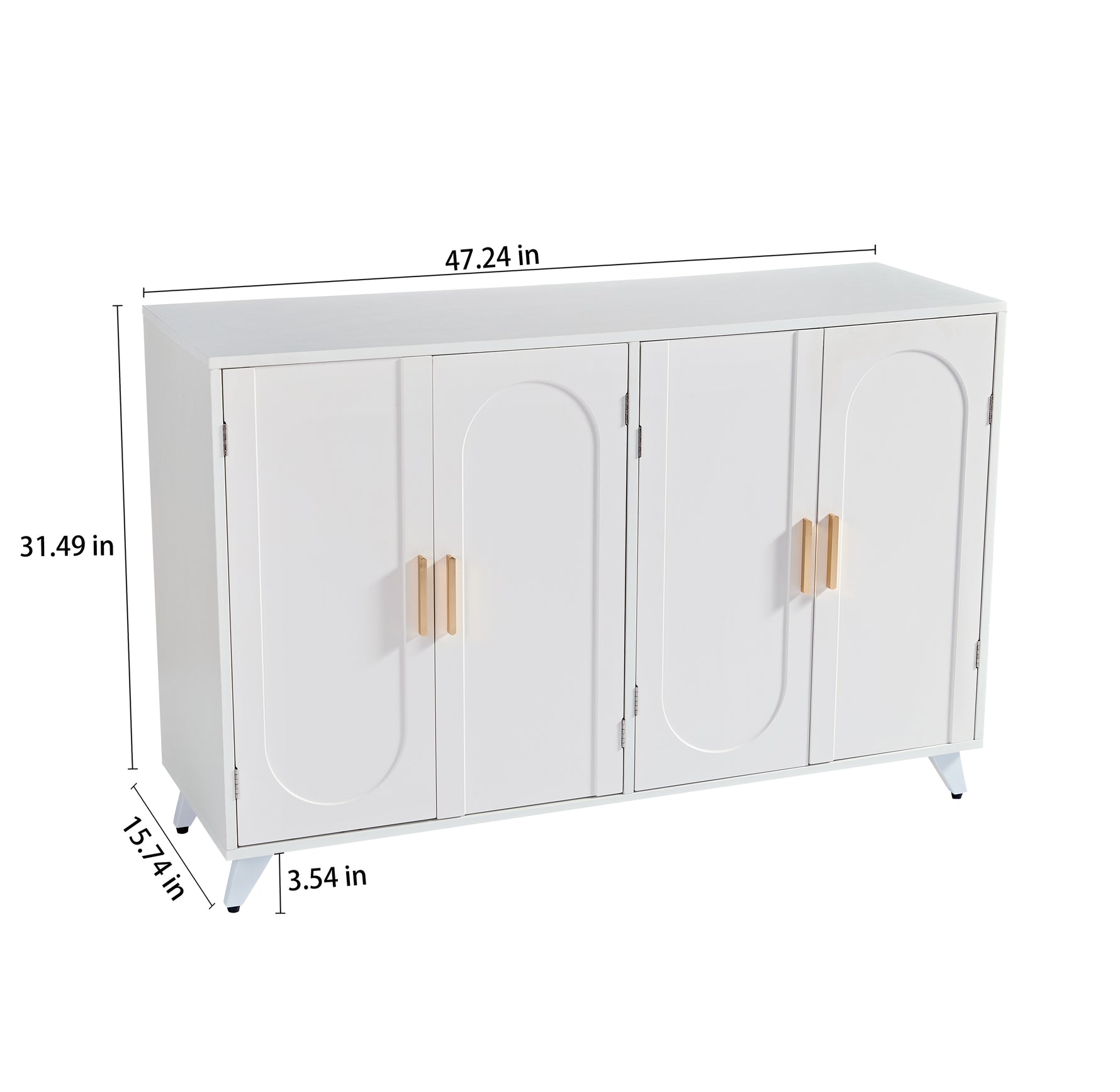 Buffet en bois ivoire blanc avec 4 portes et étagères amovibles, meuble de rangement pour salon ou salle à manger, marque eprolo