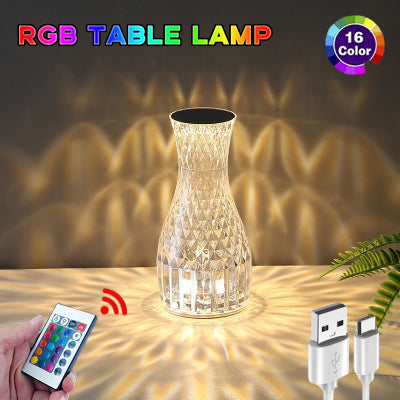 Lampe de chevet LED créative en forme de vase en cristal avec diamants, lampe d'ambiance romantique pour chambre, marque eprolo