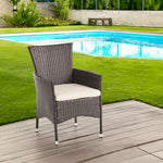 Deux chaises de salle à manger extérieures eprolo en rotin multicolore brun, style extérieur, assises confortables, ensemble de 2