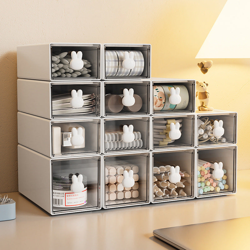 Boîte de rangement en plastique pour bureau eprolo, grande capacité avec tiroirs pour organisation de documents et fournitures.