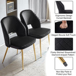 Ensemble de 4 chaises de salle à manger en velours noir avec jambes en métal et dossier creux, style moderne eprolo.