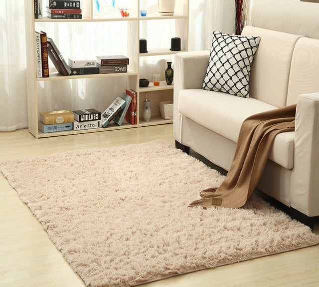 Tapis en laine de soie super doux, moderne, shag, pour intérieur, chambre, bébé ou enfant, tapis de sol confortable et élégant.