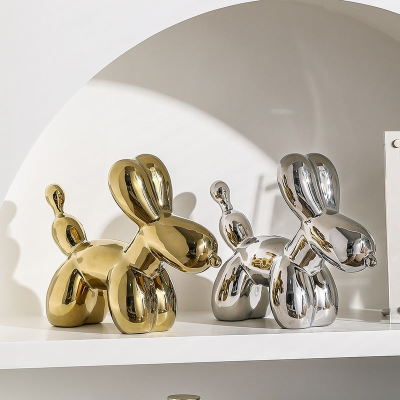 Statue de chien en ballon en ornementation de décoration intérieure, design créatif et luxueux de Eprolo, pour salon ou table basse.