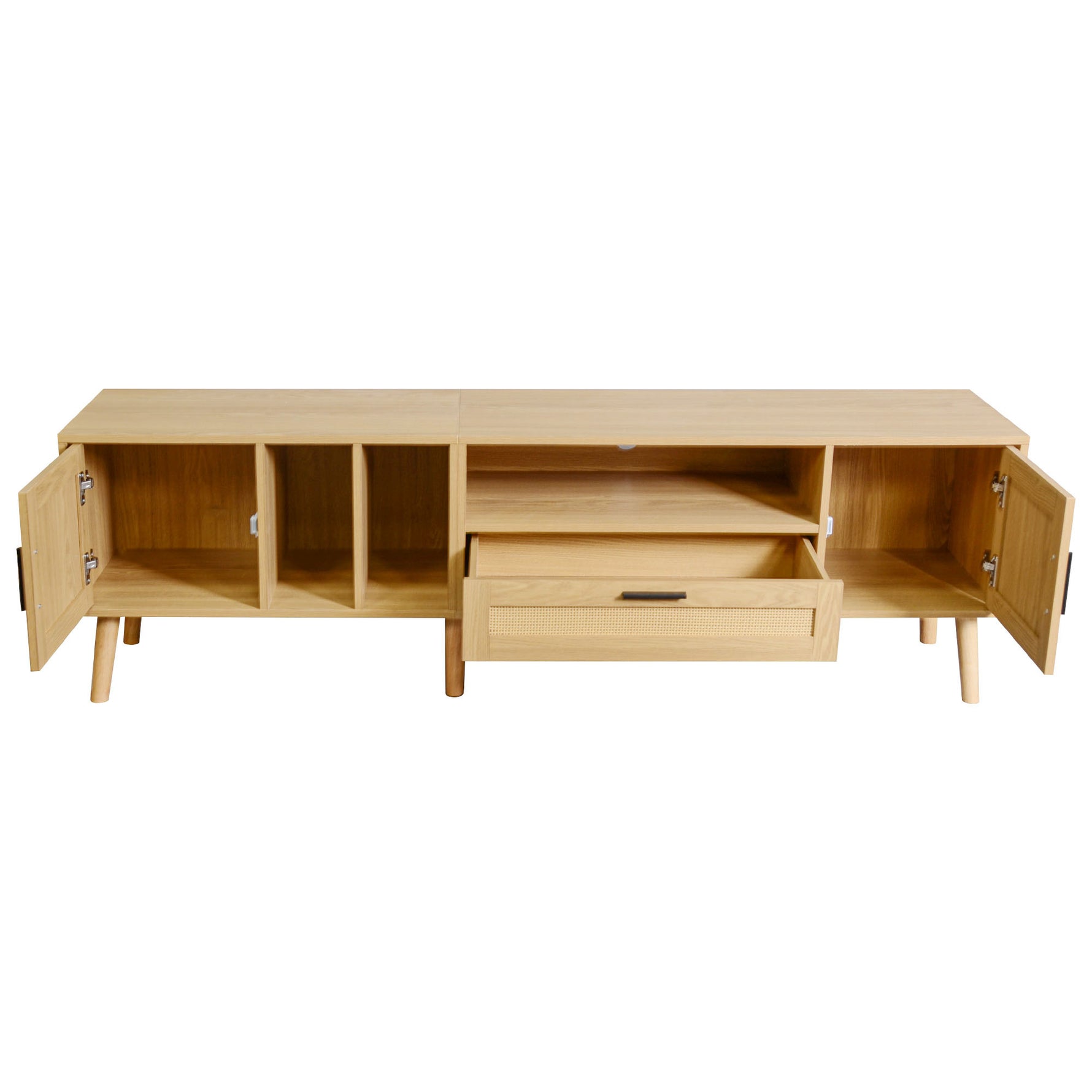 Meuble TV Vine en bois avec étagères et compartiments de rangement, par eprolo, pour salon moderne.