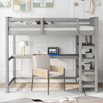 Lits superposés twin avec rangements, bureau sous le lit gris de la marque eprolo, incluant étagères et espace de travail.