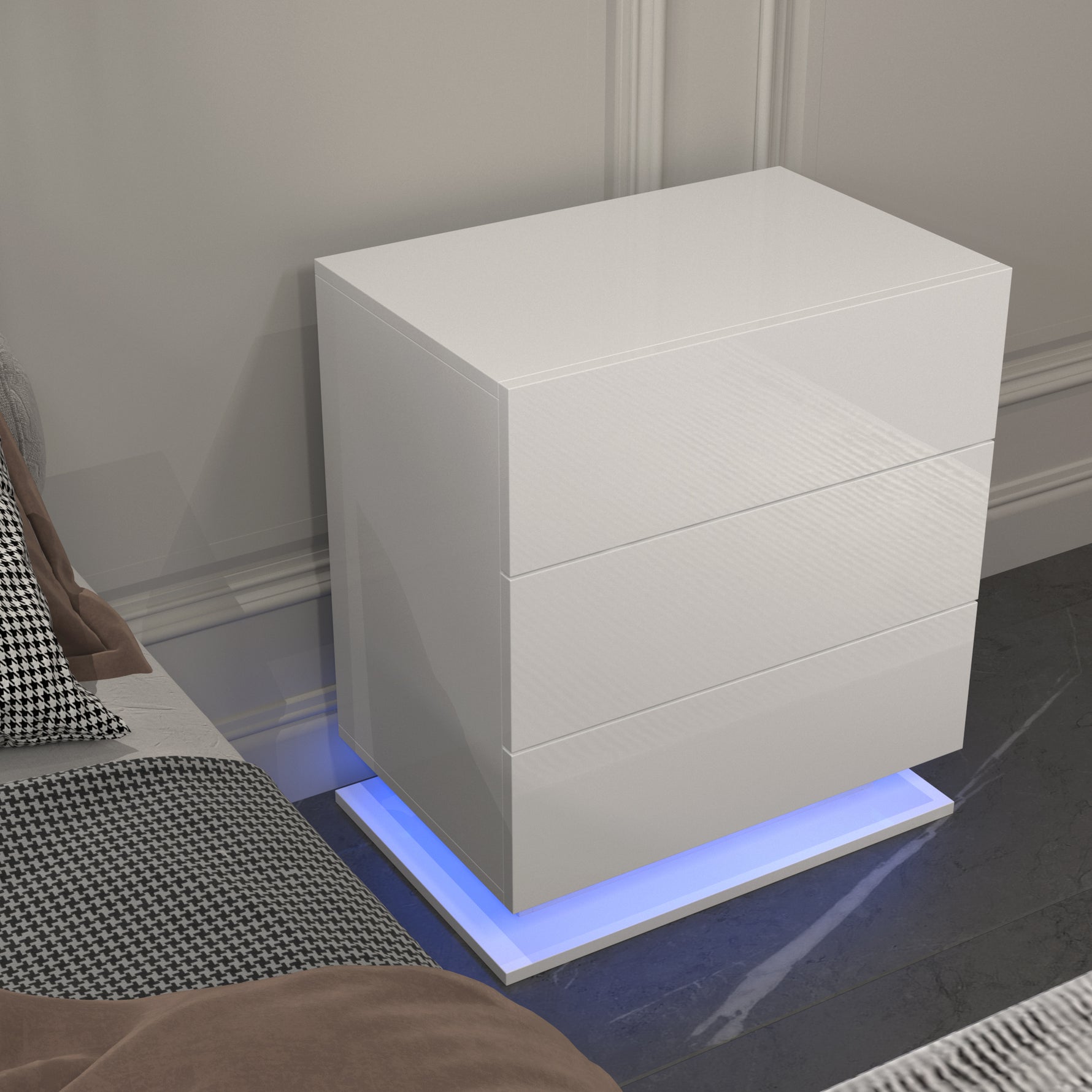 Lampe de chevet LED eprolo moderne avec lumière blanche, design élégant et compact pour chambre à coucher.