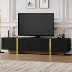 Meuble TV de luxe noir eprolo pour téléviseurs jusqu'à 80 '', avec rangements et tiroirs, design moderne et élégant.