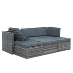 Ensemble de mobilier de terrasse en rotin PE pour l'extérieur avec table basse en contreplaqué, par eprolo.