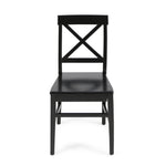 Chaise de salle à manger en acacia noire Roshan Farmhouse par eprolo, lot de 2, avec dossier élégant et finition en bois naturel