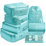 Ensemble de 7 sacs de rangement pour voyage eprolo, sacs de classification pour vêtements et bagages, vue de l'ensemble.