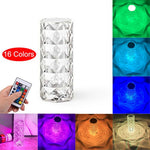 Lampe de bureau en acrylique et cristal eprolo, lampe de table romantique avec reflet rose, réglable et rechargeable USB.