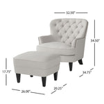 Fauteuil club moderne gris clair en tissu avec ottoman assorti, siège confortable et style élégant, par eprolo.