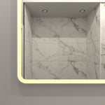 Miroir de salle de bains LED eprolo avec éclairage intégré, surface miroir rectangulaire, moderne et élégant.