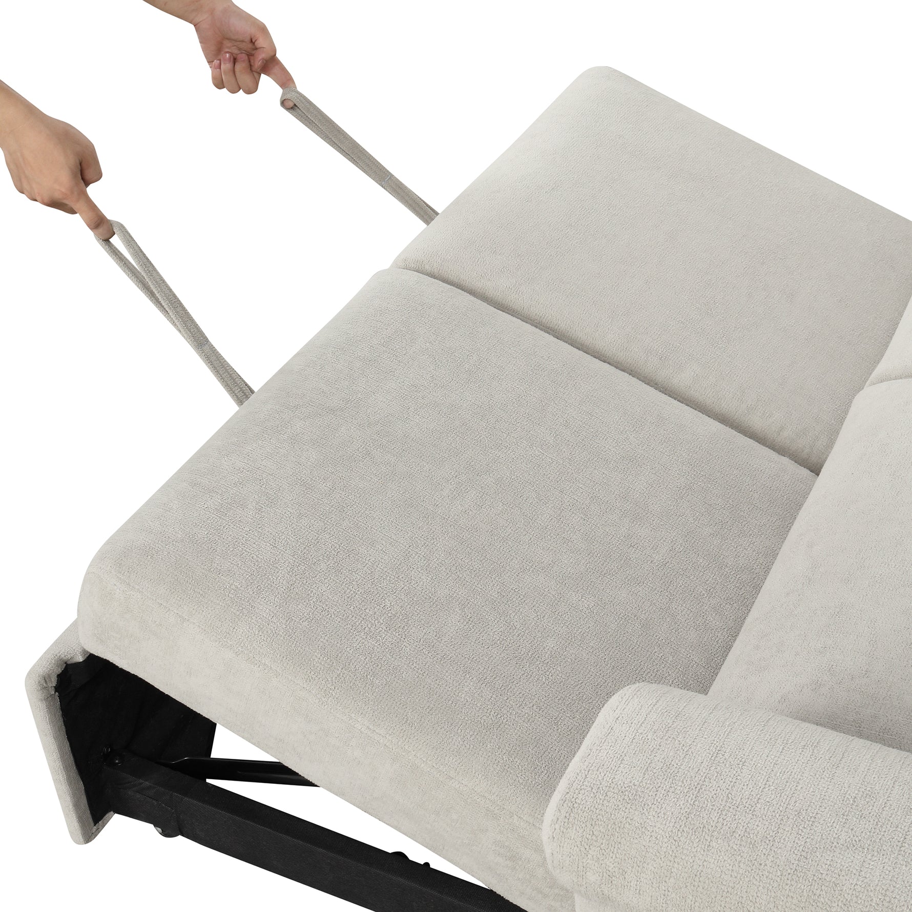Canapé convertible doux U_STYLE eprolo avec coussin souple, peut accueillir deux personnes assises ou en lit.
