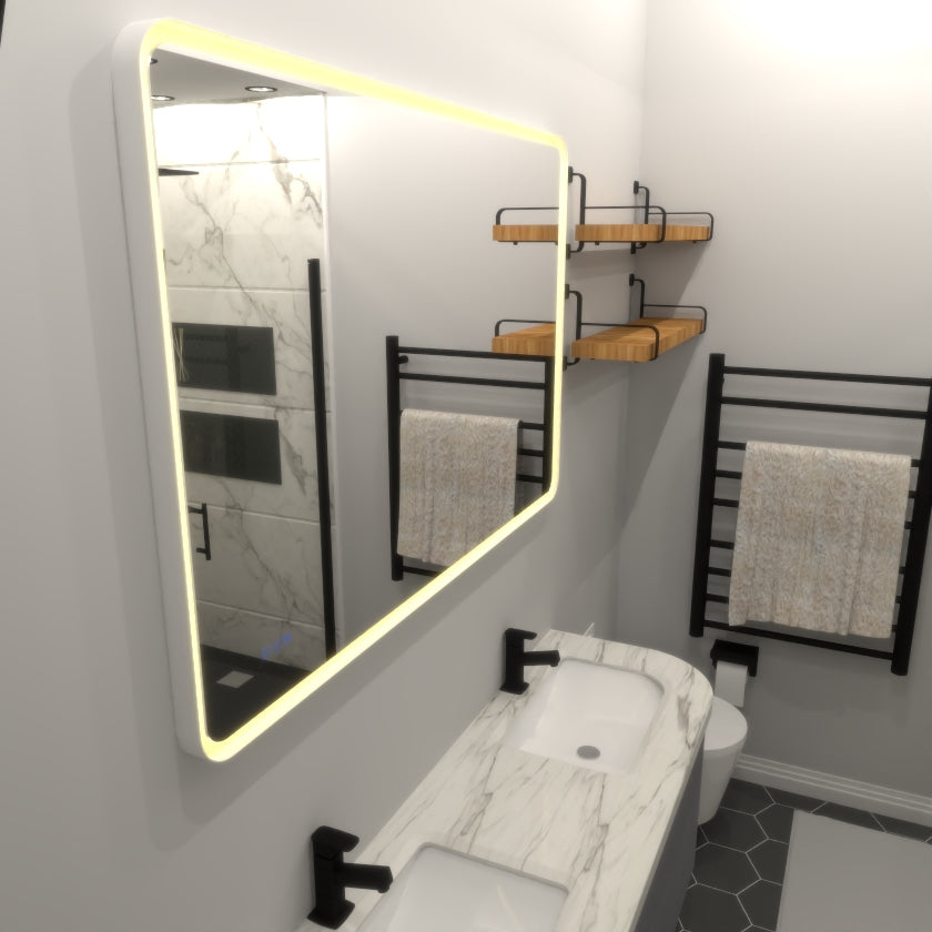 Miroir LED pour salle de bains de la marque eprolo, miroir moderne avec éclairage intégré et cadre élégant.