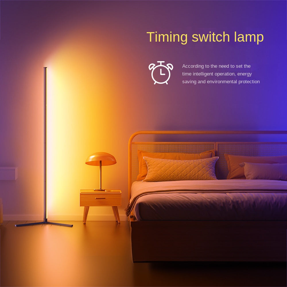 Lampe d'angle RGBIC eprolo avec trois sections, LED moderne, minimaliste, contrôlée par Bluetooth et voix.