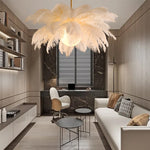 Suspension en plumes eprolo pour chambre à coucher, luminaire décoratif avec abat-jour léger et élégant.