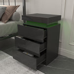 Table de chevet noire LED eprolo avec éclairage intégré, design moderne et finition élégante visible sur l'image.