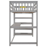 Lit mezzanine twin avec rangements, bureau sous le lit et structure grise, par eprolo, pour espace optimisé.