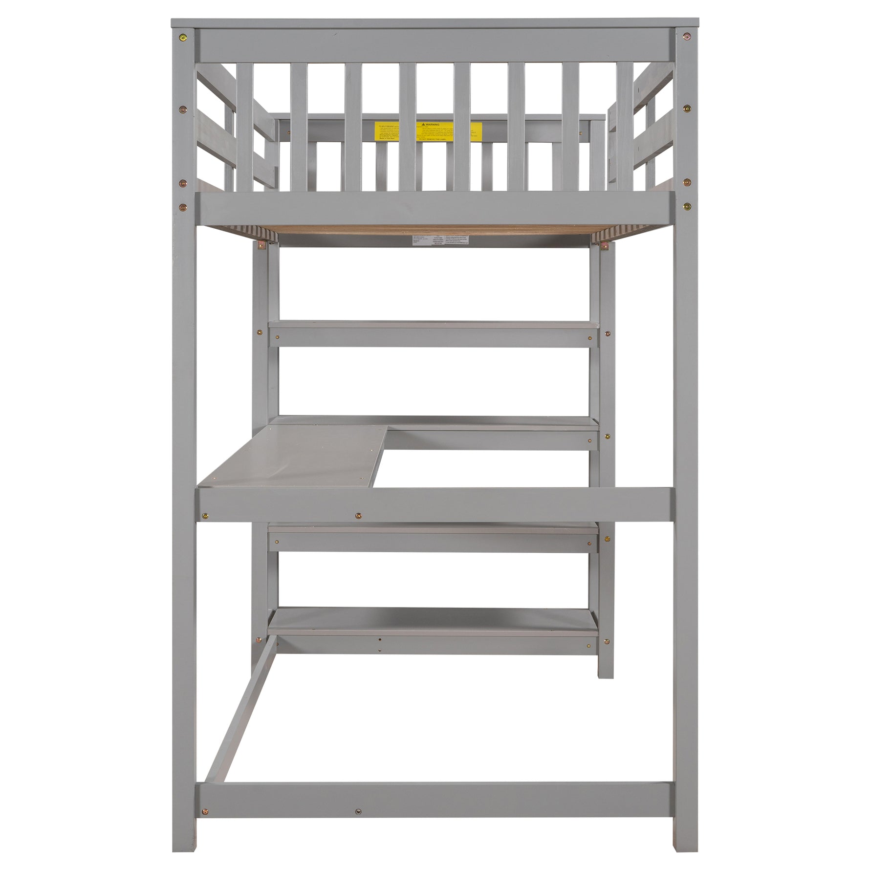 Lit mezzanine twin avec rangements, bureau sous le lit et structure grise, par eprolo, pour espace optimisé.
