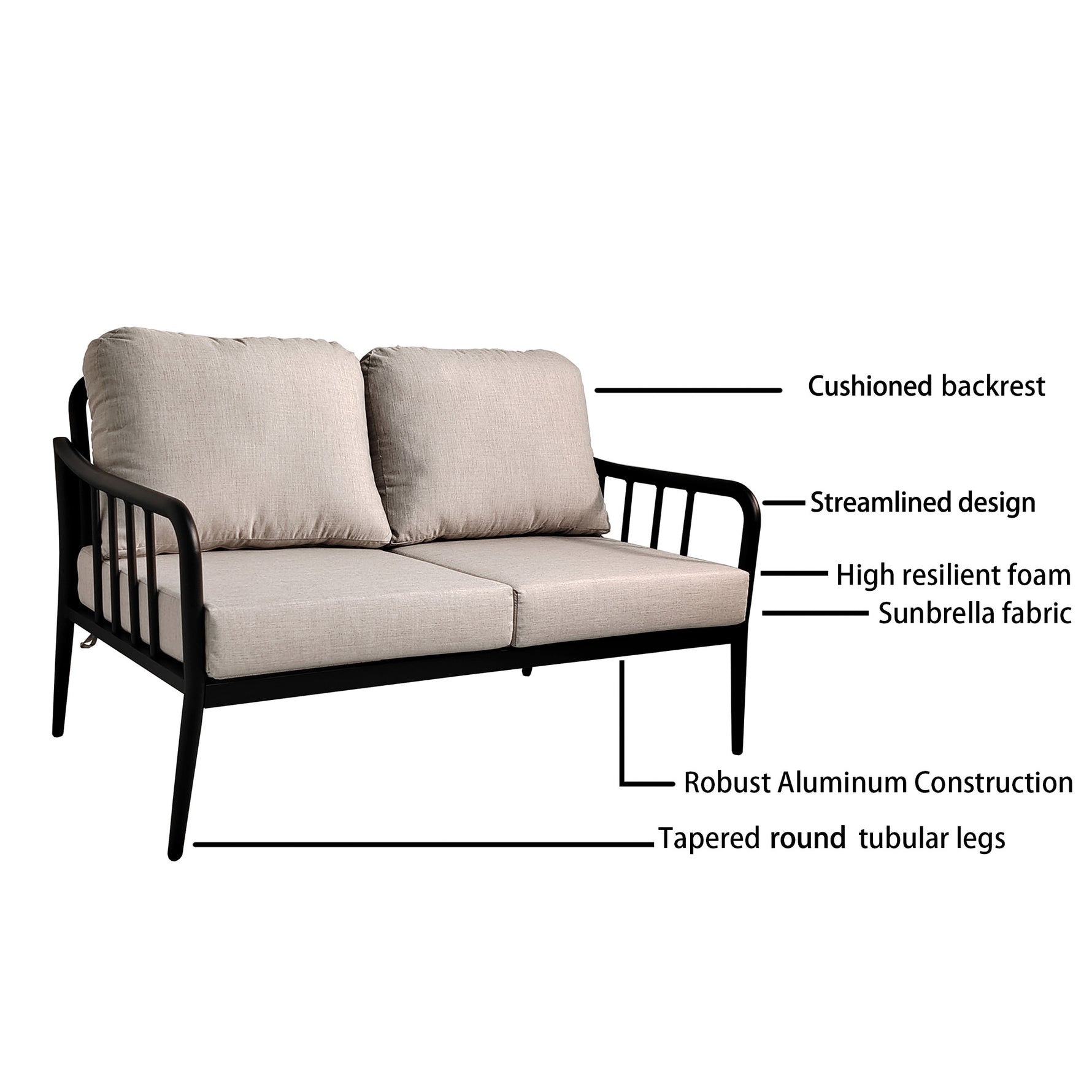 Fauteuils de salon en aluminium pour extérieur, ensemble de mobilier moderne eprolo pour patio, design convivial et élégant