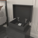 Table de nuit noire LED eprolo avec éclairage intégré, design moderne et finition élégante pour la chambre.