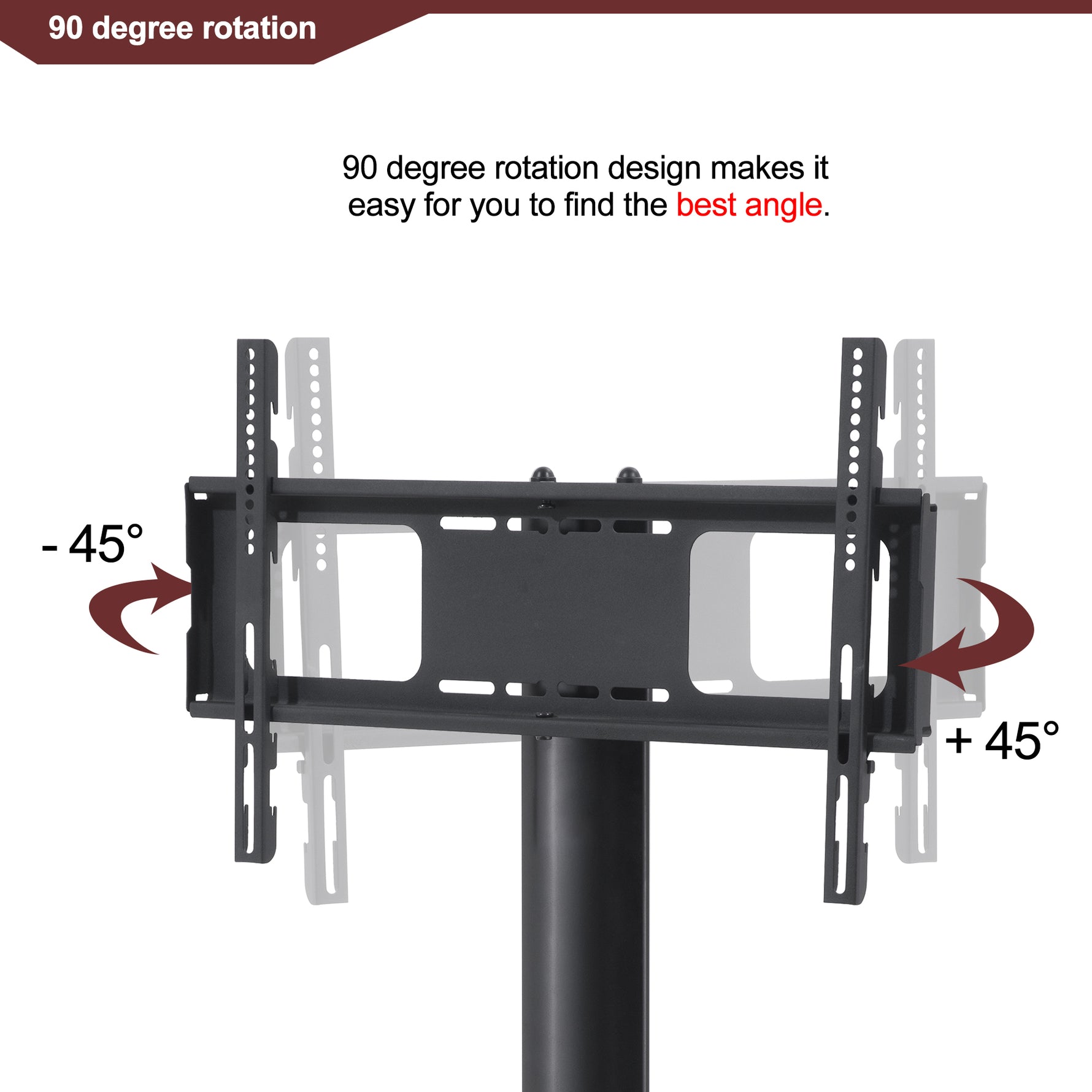 Support TV noir multifonction ajustable en hauteur avec pivotant et étagères, pour écran jusqu'à 35,4 pouces, de la marque eprolo.