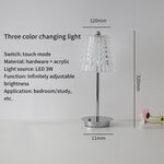 Lampe de table moderne en métal avec cristaux, touche tactile, ambiance romantique pour chambre ou bar, création atmosphérique eprolo