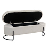Chaise pouf de rangement eprolo COOLMOR beige avec coussin doux, charnière de sécurité et espace de stockage intégré.