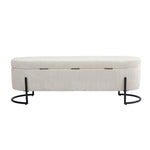 Ottoman de rangement eprolo COOLMOR beige avec coussin doux, charnière de sécurité, siège coffre pratique pour le salon.