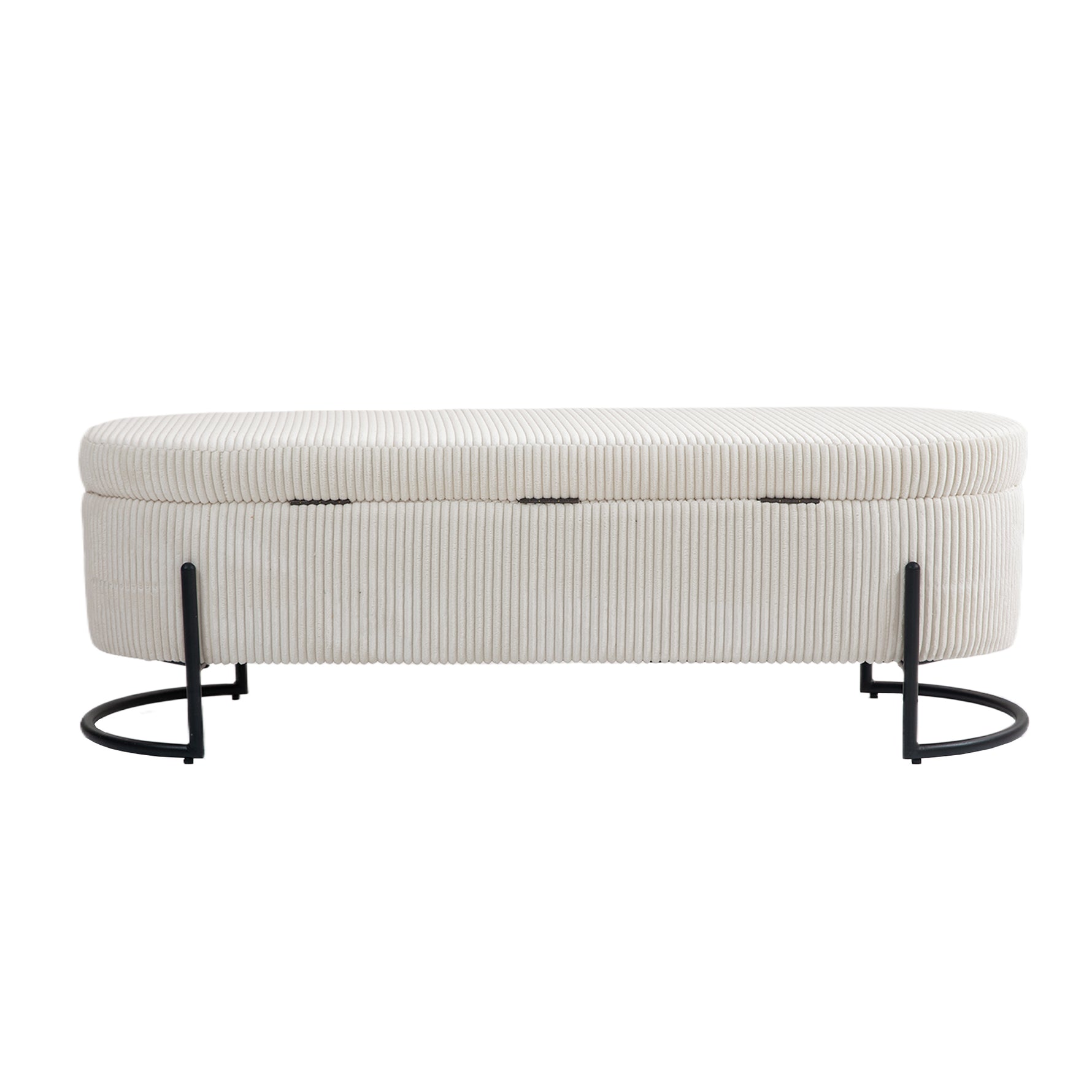 Ottoman de rangement eprolo COOLMOR beige avec coussin doux, charnière de sécurité, siège coffre pratique pour le salon.