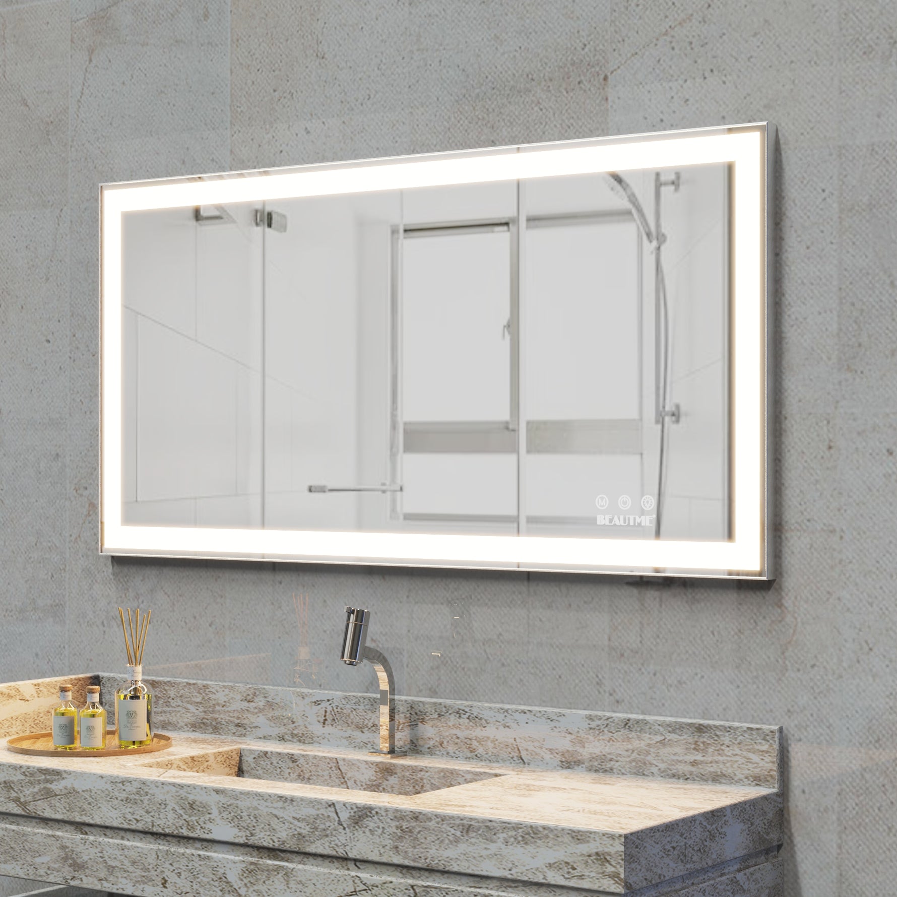 Miroir lumineux LED de salle de bain pour maquillage de 48x24 pouces, marque eprolo, avec éclairage moderne et cadre élégant