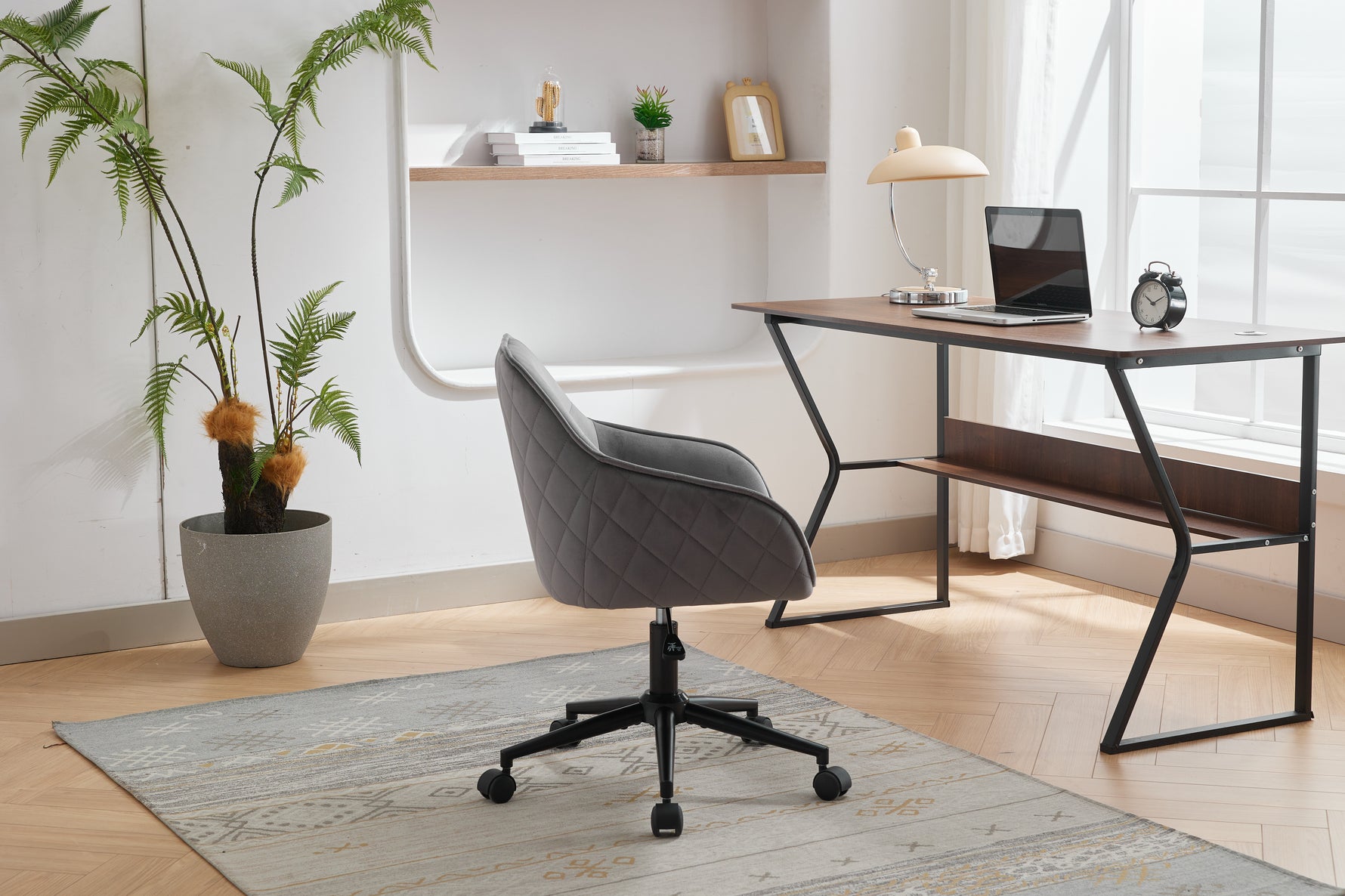 Chaise de bureau en velours eprolo avec roulettes, fauteuil moderne pour salon, chambre ou bureau à domicile.