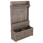 Armoire d'entrée en chêne avec bureau de rangement, 5 crochets et étagère de présentation, par eprolo