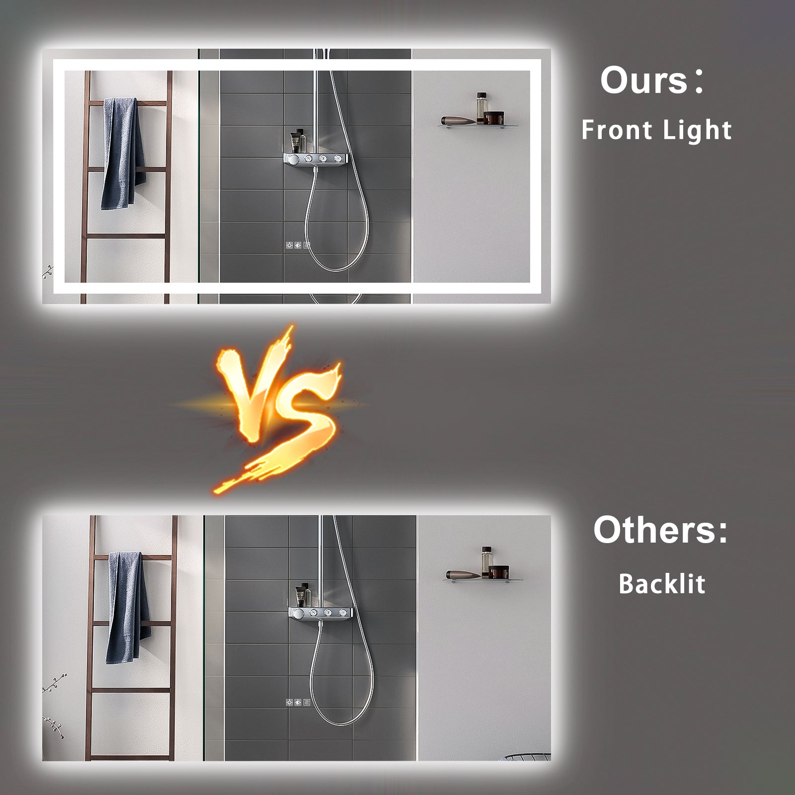 Miroir de salle de bain LED eprolo 72x36 pouces avec lumières, anti-buée et réglage de l'éclairage, miroir de vanité moderne